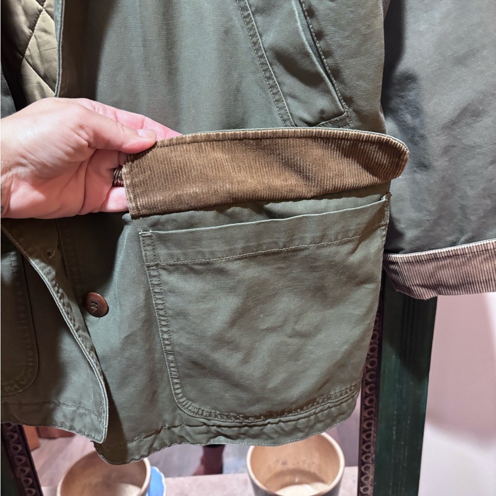 L.L. Bean Women's Olive Jacket with Brown Collar - Picture 7 of 9
